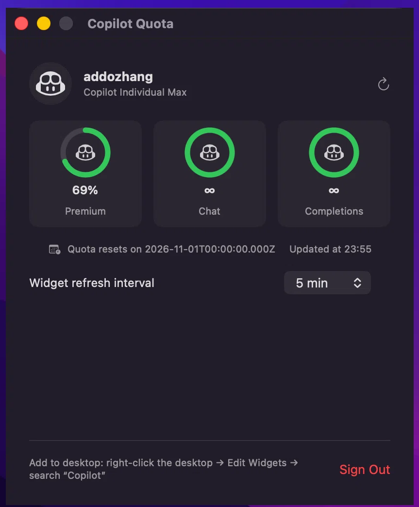 Copilot Quota Main App